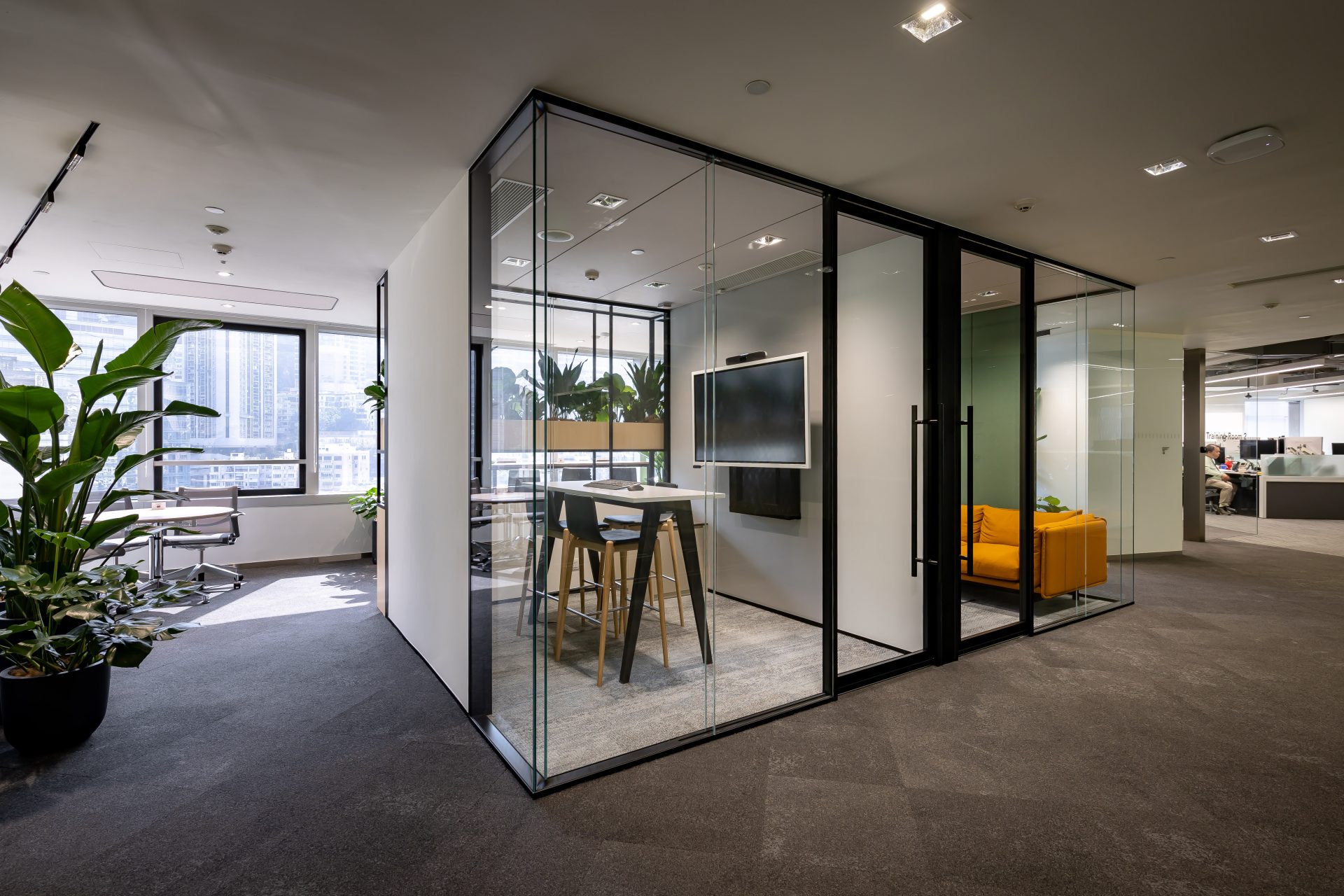 Office meeting table and pendant-light design
